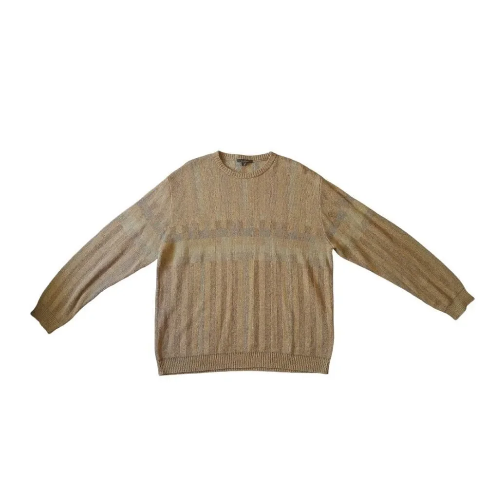 Ermenegildo Zegna Yellow Tight Knit Cotton Pullover Crewneck Sweater Men's XXL